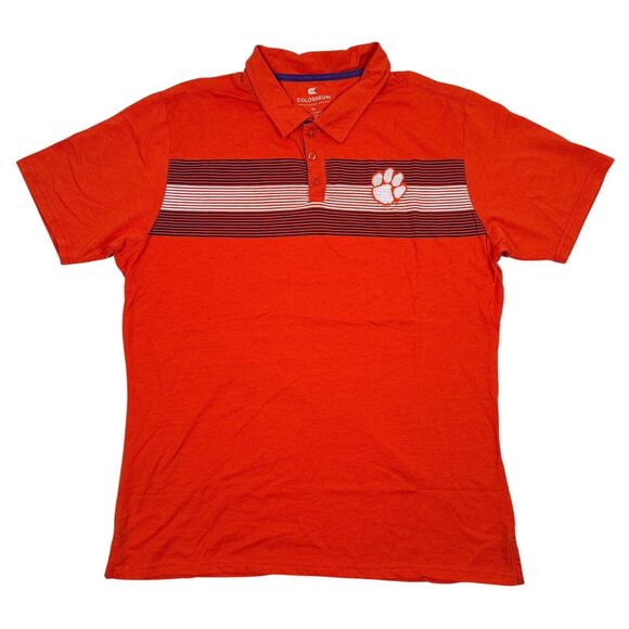 Clemson Tigers Polo Shirt Size XL Orange NCAA Tailgate Golf Football Colosseum - Picture 2 of 9